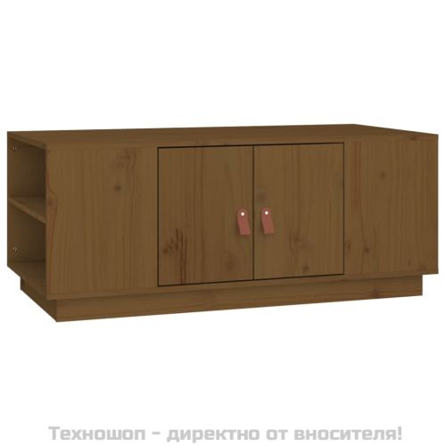 Кафе маса, меденокафява, 100x50x41 см, борово дърво масив