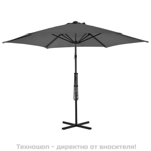 Градински чадър със стоманен прът, 300 см, антрацит