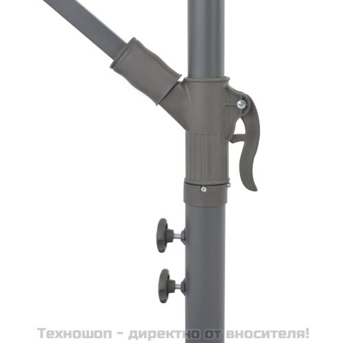 Конзолен градински чадър с LED и стоманен стълб 300 см антрацит