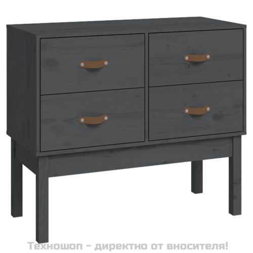 Конзолна маса, сива, 90x40x78 см, борово дърво масив