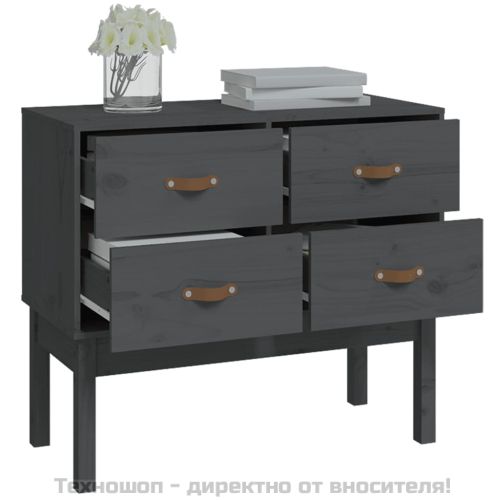 Конзолна маса, сива, 90x40x78 см, борово дърво масив