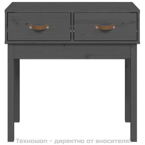 Конзолна маса, сива, 76,5x40x75 см, борово дърво масив