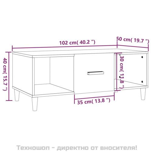 Маса за кафе, черна, 102x50x40 см, инженерно дърво