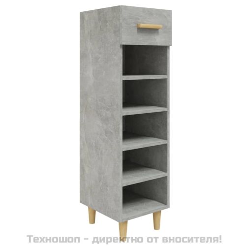 Шкаф за обувки, бетонно сив, 30x35x105 см, инженерно дърво