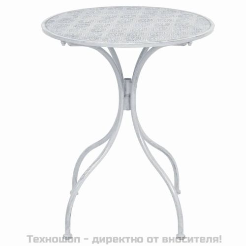 Градински бистро комплект, 3 части, стомана, сивкаво бял