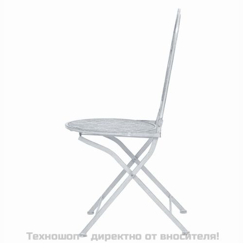 Градински бистро комплект, 3 части, стомана, сивкаво бял