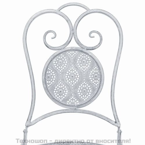 Градински бистро комплект, 3 части, стомана, сивкаво бял