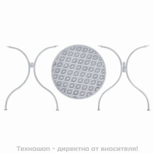 Градински бистро комплект, 3 части, стомана, сивкаво бял