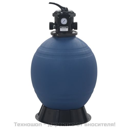 Пясъчен филтър за басейн, 6 позиционен клапан, син, 560 мм