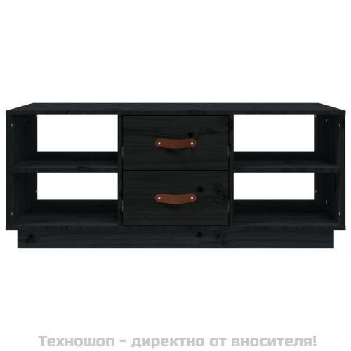 Кафе маса, черен, 100x50x41 см, борово дърво масив