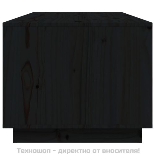 Кафе маса, черен, 100x50x41 см, борово дърво масив