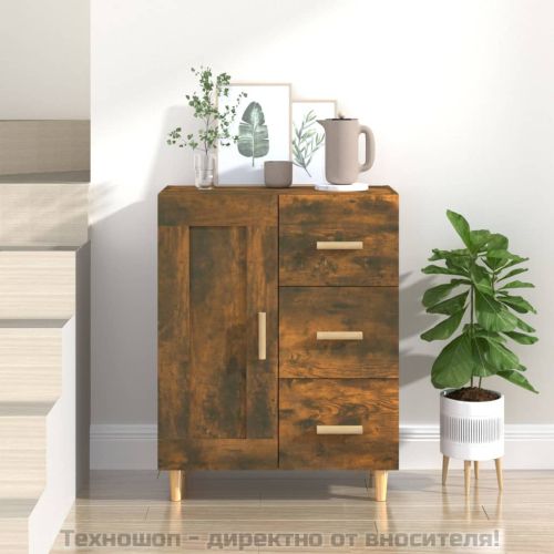 Сайдборд, опушен дъб, 69,5x34x90 см, инженерно дърво