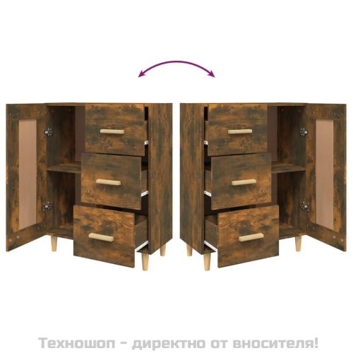Сайдборд, опушен дъб, 69,5x34x90 см, инженерно дърво