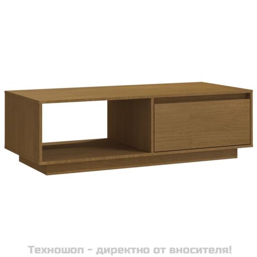Маса за кафе, меденокафява, 110x50x33,5 см, борово дърво масив