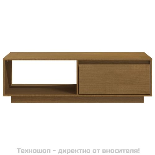Маса за кафе, меденокафява, 110x50x33,5 см, борово дърво масив