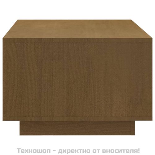 Маса за кафе, меденокафява, 110x50x33,5 см, борово дърво масив