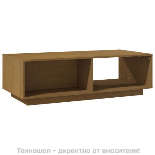 Маса за кафе, меденокафява, 110x50x33,5 см, борово дърво масив