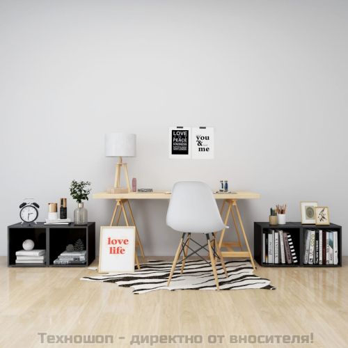 ТВ шкафове, 4 бр, сив гланц, 37x35x37 см, инженерно дърво