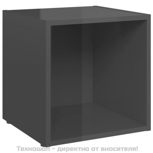 ТВ шкафове, 4 бр, сив гланц, 37x35x37 см, инженерно дърво