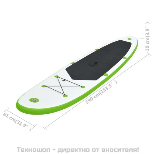 Комплект надуваем стендъп падълборд, зелено и бяло