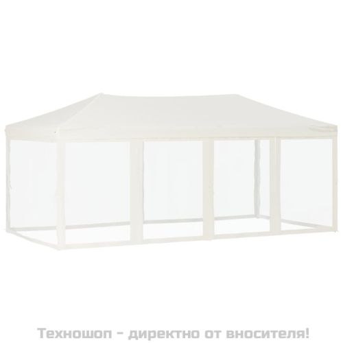 Сгъваема парти палатка със странични стени, кремава, 3x6 м