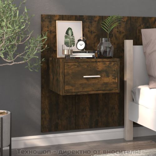 Нощно шкафче за стенен монтаж, опушен дъб