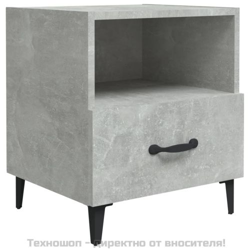 Нощни шкафче, бетонно сиво, инженерна дървесина