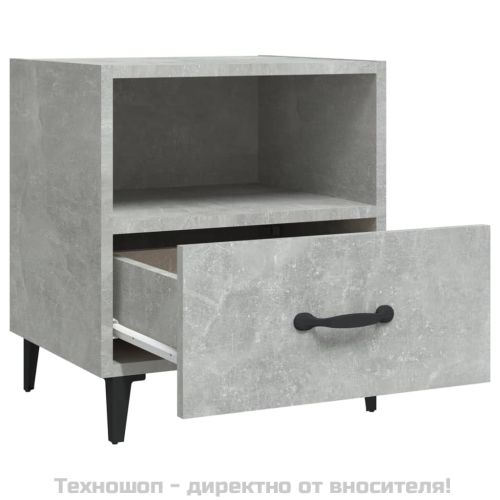 Нощни шкафче, бетонно сиво, инженерна дървесина