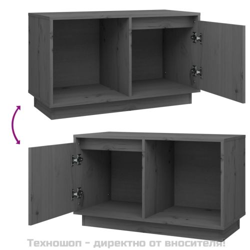 ТВ шкаф, сив, 74x35x44 см, бор масив