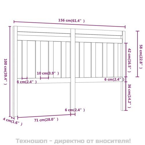 Горна табла за легло, 156x4x100 см, бор масив