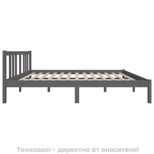 Рамка за легло, сива, дърво масив, 135x190 cм, Double