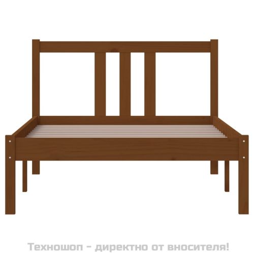 Рамка за легло, меденокафява, масивно дърво, 90x200 см