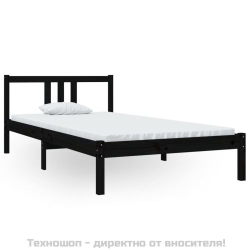 Рамка за легло, черна, масивно дърво, 100х200 см