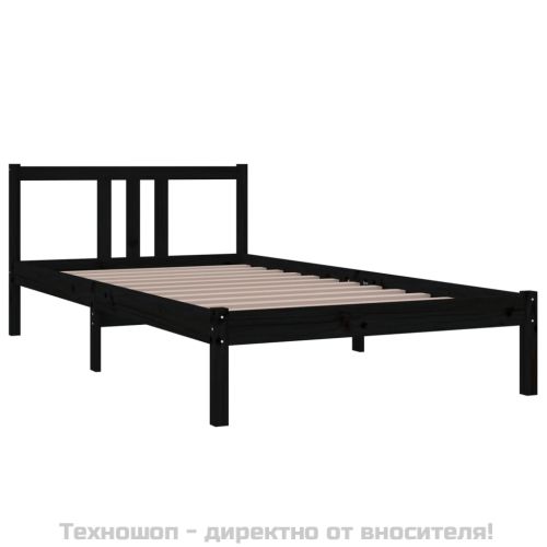 Рамка за легло, черна, масивно дърво, 100х200 см