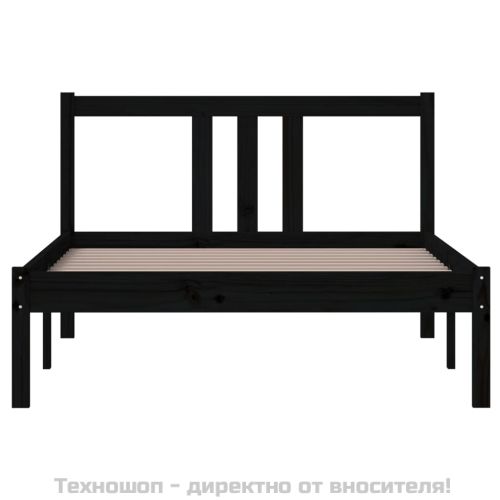 Рамка за легло, черна, масивно дърво, 100х200 см