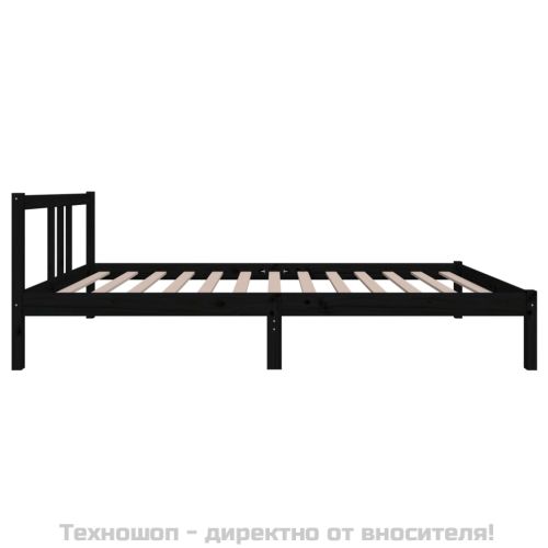 Рамка за легло, черна, масивно дърво, 100х200 см
