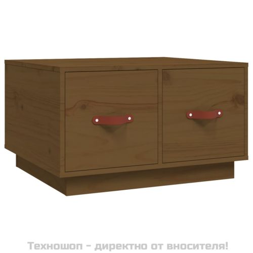 Кафе маса, меденокафява, 60x53x35 см, борово дърво масив