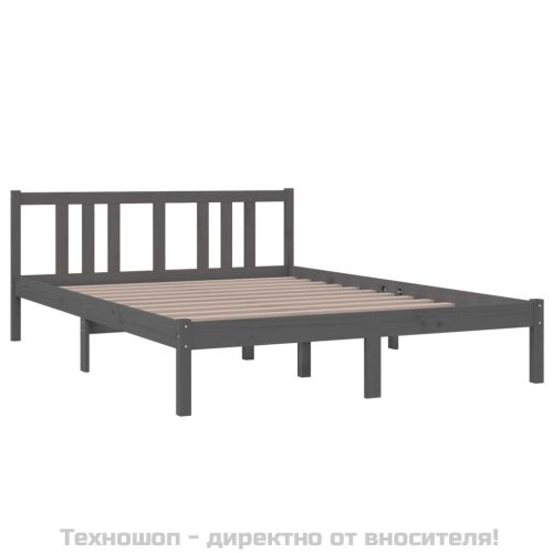 Рамка за легло, сива, масивно дърво, 140х200 см