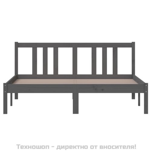 Рамка за легло, сива, масивно дърво, 140х200 см
