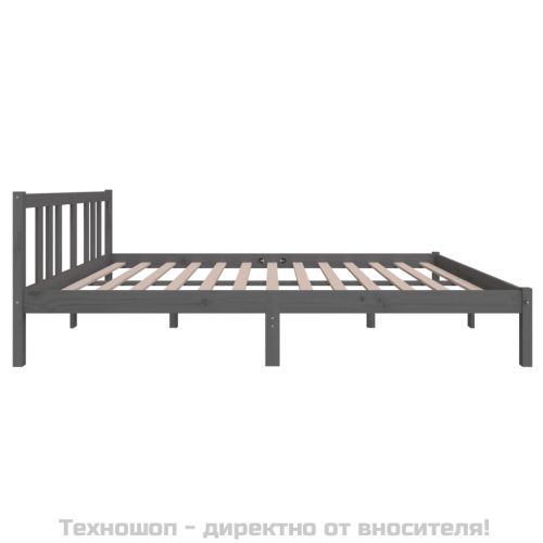 Рамка за легло, сива, масивно дърво, 140х200 см