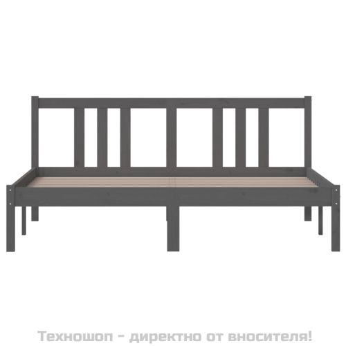 Рамка за легло, сива, дърво масив, 150x200 cм, King Size