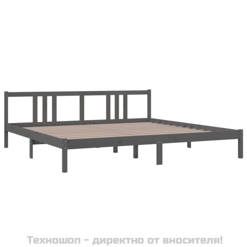 Рамка за легло, сива, дърво масив, 200x200 см
