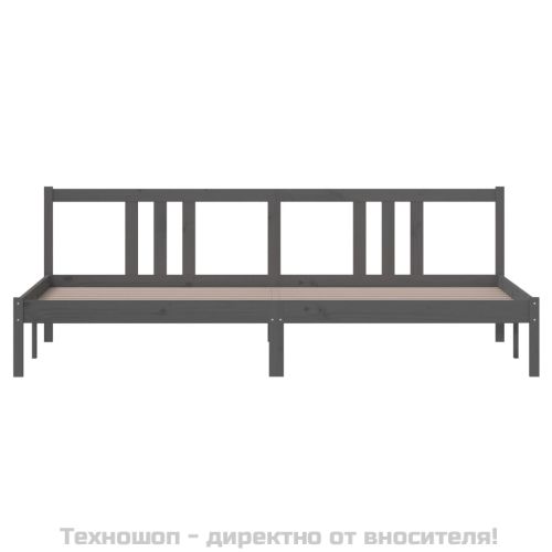 Рамка за легло, сива, дърво масив, 200x200 см