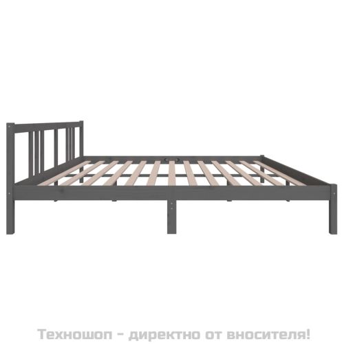 Рамка за легло, сива, дърво масив, 200x200 см