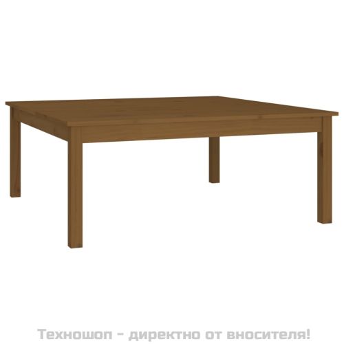 Кафе маса, меденокафява, 100x100x40 см, борово дърво масив