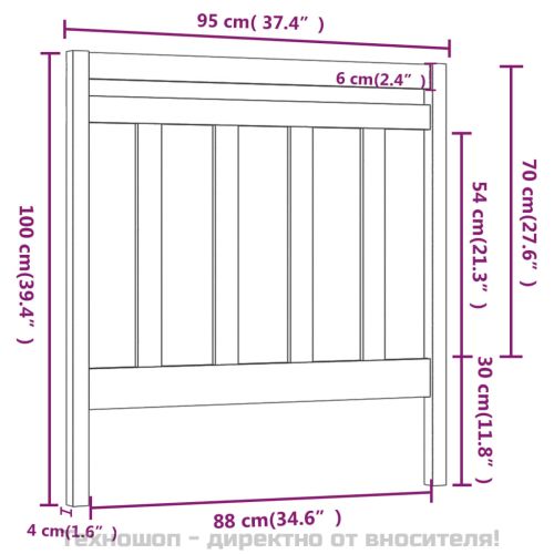 Горна табла за легло, меденокафява, 95x4x100 см, бор масив