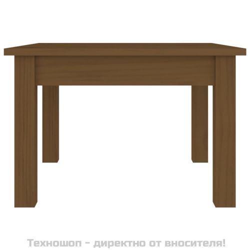 Кафе маса, меденокафява, 45x45x30 см, бор дърво масив