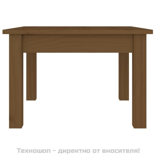 Кафе маса, меденокафява, 45x45x30 см, бор дърво масив
