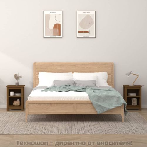Нощни шкафчета, 2 бр, меденокафяви, 40x35x55 см, бор масив