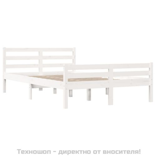 Рамка за легло, бяла, дърво масив, 150x200 cм, King Size